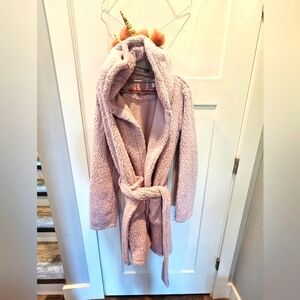 Cozy Critter Company Unicorn Sherpa Robe One Size Pink Hooded Plush Fleece